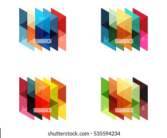 Vektorset mit weißen, geometrischen Infografik-Webkästen, die mit Dreiecken erstellt wurden. Hintergründe für Workflow-Layout, Diagramm, Zahlenoptionen oder Webdesign