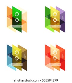Conjunto vectorial de cuadros web de infografía geométrica en blanco creados con triángulos. Fondos para diseño de flujo de trabajo, diagrama, opciones de número o diseño web