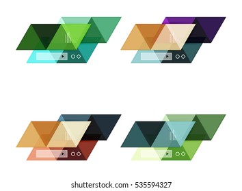 Vector set of blank geometric infographic web boxes created with triangles. Backgrounds for workflow layout, diagram, number options or web design