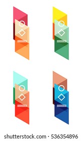 Vector set of blank geometric infographic web boxes created with triangles. Backgrounds for workflow layout, diagram, number options or web design
