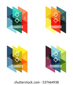 Vector set of blank geometric infographic web boxes created with triangles. Backgrounds for workflow layout, diagram, number options or web design