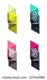 Vector set of blank geometric infographic web boxes created with triangles. Backgrounds for workflow layout, diagram, number options or web design