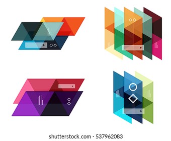 Vector set of blank geometric infographic web boxes created with triangles. Backgrounds for workflow layout, diagram, number options or web design