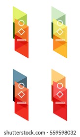 Vector set of blank geometric infographic web boxes created with triangles. Backgrounds for workflow layout, diagram, number options or web design