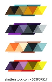 Conjunto vetorial de caixas da Web infográficas geométricas em branco criadas com triângulos. Planos de fundo para layout de fluxo de trabalho, diagrama, opções de número ou design da Web