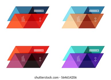 Vector set of blank geometric infographic web boxes created with triangles. Backgrounds for workflow layout, diagram, number options or web design