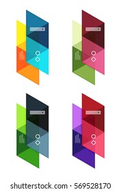 Vector set of blank geometric infographic web boxes created with triangles. Backgrounds for workflow layout, diagram, number options or web design
