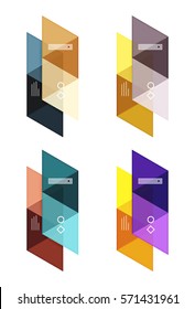 Vector set of blank geometric infographic web boxes created with triangles. Backgrounds for workflow layout, diagram, number options or web design