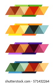 Vector set of blank geometric infographic web boxes created with triangles. Backgrounds for workflow layout, diagram, number options or web design