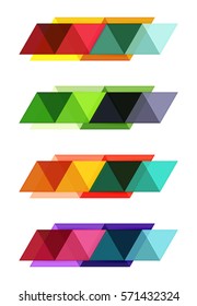 Vector set of blank geometric infographic web boxes created with triangles. Backgrounds for workflow layout, diagram, number options or web design