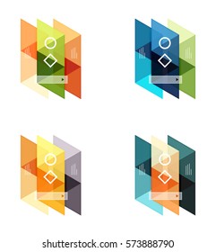 Vector set of blank geometric infographic web boxes created with triangles. Backgrounds for workflow layout, diagram, number options or web design