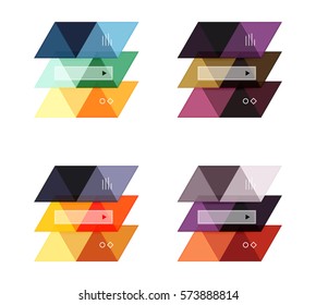 Vektorset mit weißen, geometrischen Infografik-Webkästen, die mit Dreiecken erstellt wurden. Hintergründe für Workflow-Layout, Diagramm, Zahlenoptionen oder Webdesign