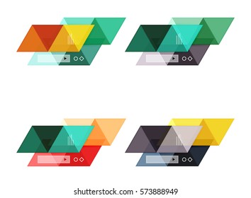 Vector set of blank geometric infographic web boxes created with triangles. Backgrounds for workflow layout, diagram, number options or web design