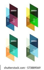 Vector set of blank geometric infographic web boxes created with triangles. Backgrounds for workflow layout, diagram, number options or web design