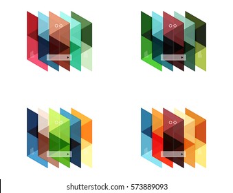 Vector set of blank geometric infographic web boxes created with triangles. Backgrounds for workflow layout, diagram, number options or web design
