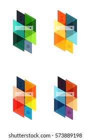 Vector set of blank geometric infographic web boxes created with triangles. Backgrounds for workflow layout, diagram, number options or web design