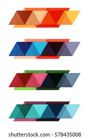 Vector set of blank geometric infographic web boxes created with triangles. Backgrounds for workflow layout, diagram, number options or web design
