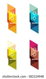 Conjunto vectorial de cuadros web de infografía geométrica en blanco creados con triángulos. Fondos para diseño de flujo de trabajo, diagrama, opciones de número o diseño web