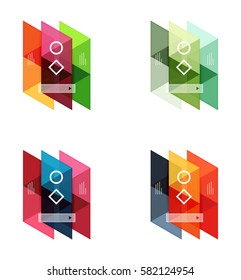 Vector set of blank geometric infographic web boxes created with triangles. Backgrounds for workflow layout, diagram, number options or web design