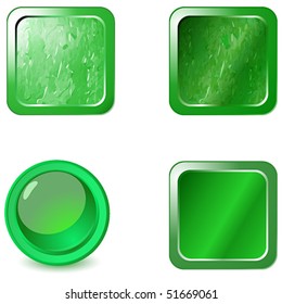 Vector set of blank green metal web buttons