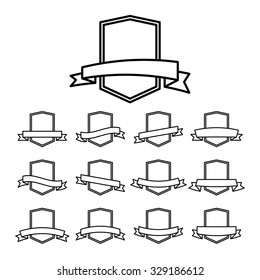 Vector set of blank lineart retro badges