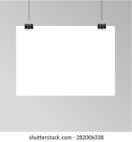 Vector set of blank paper sheet on a rope for mock up posters art typographic and presentations