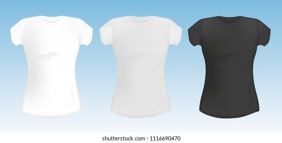 vector set blank pattern of women's t-shirts. mocap background for fashion design. template. three colors