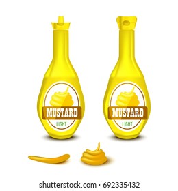 Vector Set of Blank Plastic Mustard Bottle for Branding with label 