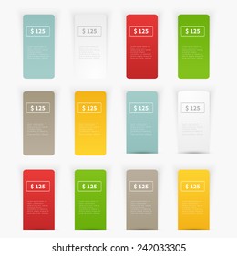 Vector Set of blank rectangle labels with acute corners