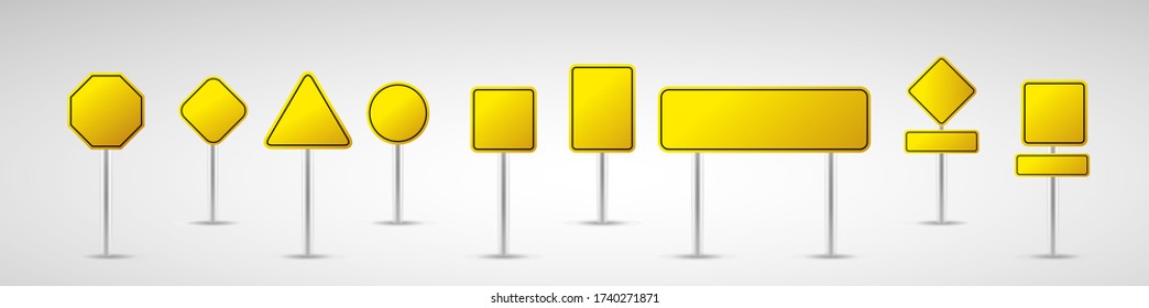 Vector set of blank road sign on isolated white background