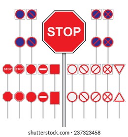 Vector set of blank road sign on isolated white background