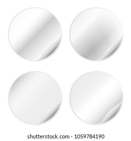 Vector set of blank stickers isolated on white background. Round stickers for advertising design. 