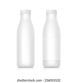 Vector Set of Blank White Bottles for Milk or Yogurt