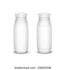 Vector Set of Blank White Bottles for Milk or Yogurt