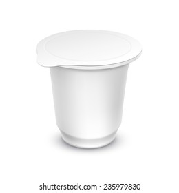 Vector Set of Blank White Packaging Container for Yogurt, Ice Cream or Dessert