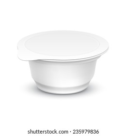 Vector Set of Blank White Packaging Container for Yogurt, Ice Cream or Dessert