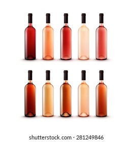 Vector set of blank wine bottles isolated on white background