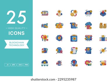 Vector set of Blockchain icons