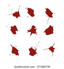 Vector set of blood spots on white background