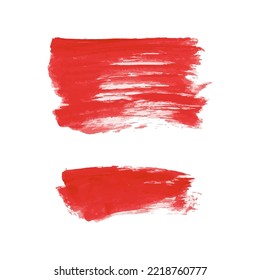 Vector conjunto de fondo de textura rojo sangriento, color de agua rosa pintado a mano aislado en blanco. Colección abstracta de pinceladas secas acrílicas, manchas, manchas, manchas. Marco de maquillaje grueso, arte de tinta fluida