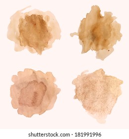 Vector set of blots and splashes of spilled coffee