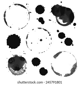 Vector Set of blots and stains of ink.