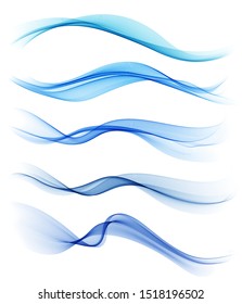 Vector Set of blue abstract wave design element.