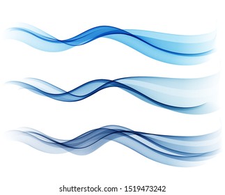 Vector Set of blue abstract wave design element.