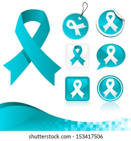 Vector set of blue awareness ribbons