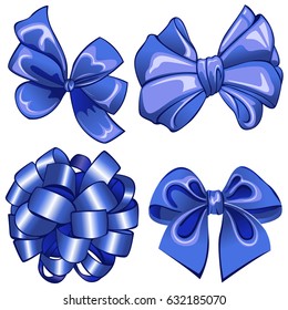 Vector of set with blue bows on white background