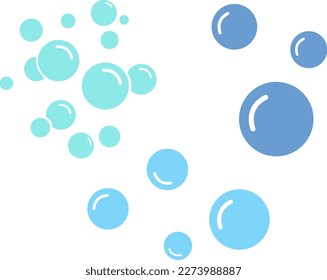 vector set of blue bubbles floating isolated background illustration flat design. 