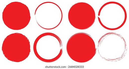 Conjunto de Vector de Ilustración vectorial de pincel circular grunge azul. Abstractas paquete de círculos de pincelada azul. Conjunto de círculo de pincel azul. Conjunto de círculo, pintura azul, tinta, pinceladas sucias. pincel áspero 