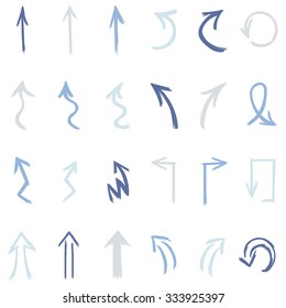 Vector Set of Blue Hand DrawnArrows