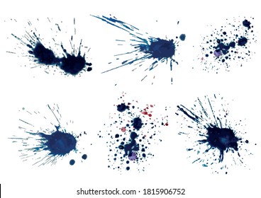 Vektorset mit blauer Farbtönspritze, Blöcke Grunge strukturiertes Element für Design, künstlerischer Hintergrund